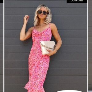 Ruby Floral Satin Slip Midi Dress